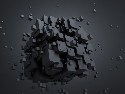 Abstract 3d render 3d abstract abstraction background black chaotic cube dark futuristic geometric render shape