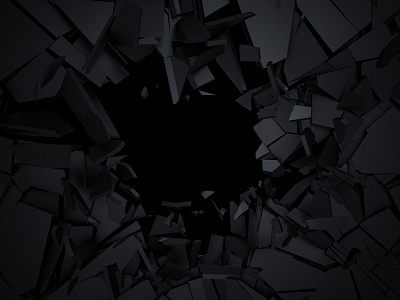 Black cracked surface 3d abstract background black break crack cracked crash damage dark render wall