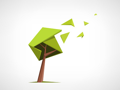 Low poly tree 3d abstract green leaf logo low poly nature polygon polygonal shape tree vector