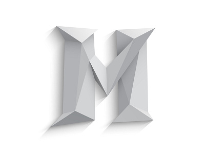 Polygonal letter M 3d abstract alphabet font letter logo low poly origami polygon polygonal shape triangle