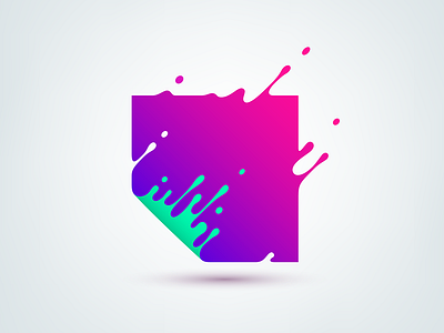 Square splash abstract art banner blob design flat icon liquid logo paint splash square