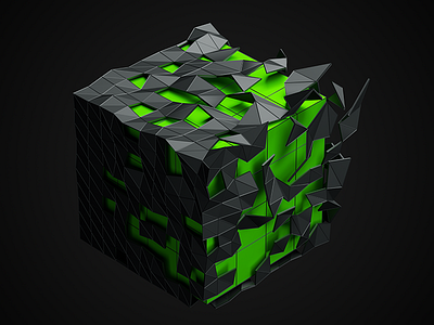 Polygonal cube 3d abstract black cube green low poly polygon polygonal render shape triangle wireframe