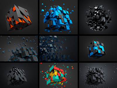 Cubes 3d abstract background black box chaotic cube design futuristic geometric render shape