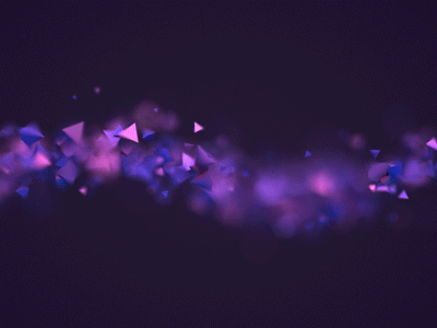 Particle flow 3d abstract animation background blur bokeh flow motion purple pyramid render triangle