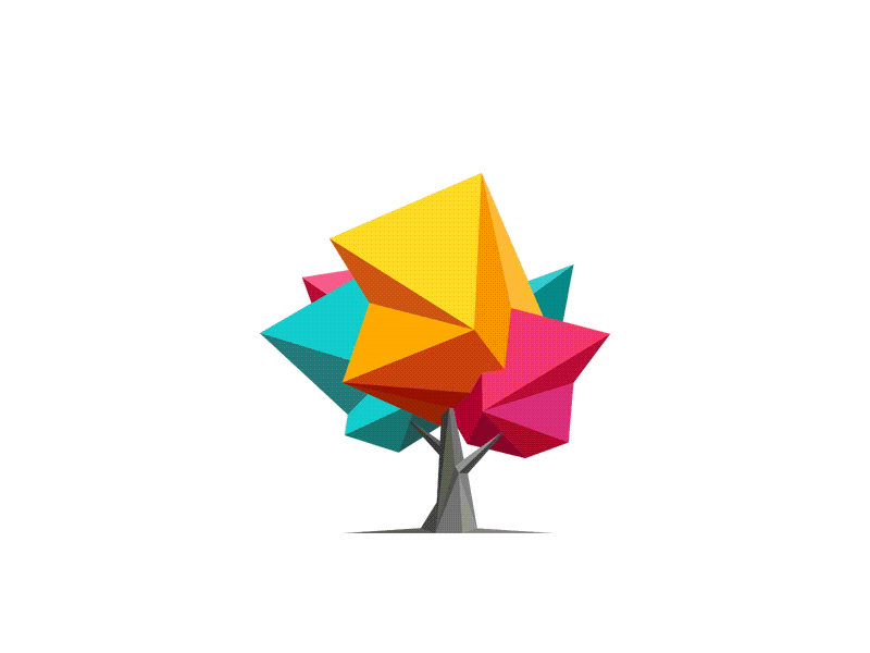 Polygonal tree 3d autumn logo low poly minimal polygon shape simple spring summer tree winter