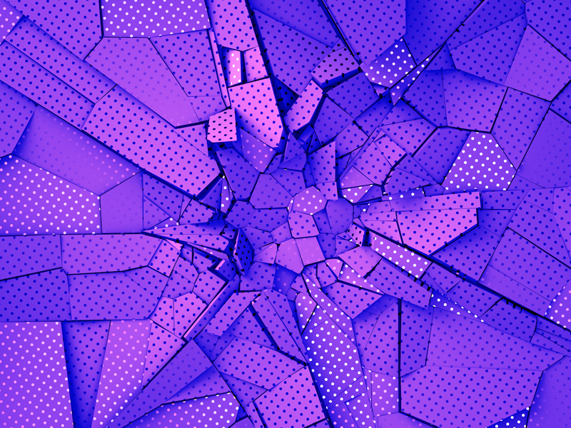 Fractured background illustration destruction wall polka dot abstract graphic design purple crack fracture background render 3d
