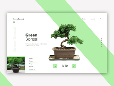 Green Bonsai Landing Page app branding design flat illustration mobile ui uiux user experience design user interface design ux web web-design web-template website