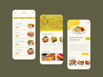 Tasty Fish Food app design food foodservice mobile ui uiux user experience design user interface design ux web design