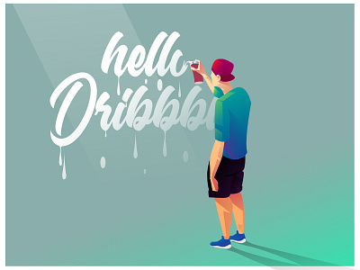 hello dribbble art branding design flat graphic illustration inspiration typography ui vector