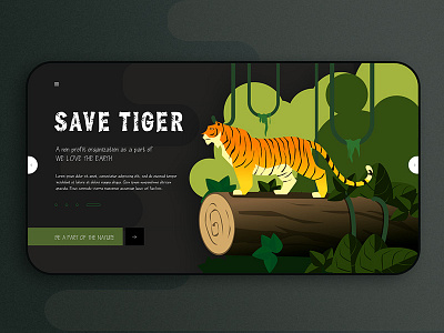 Save Tiger UI app art design graphic illustration inspiration minimal ui ux vector web