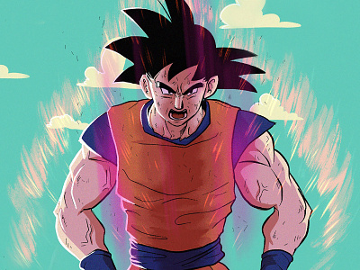 Goku digital dragon ball dragon ball z dragonball glow goku illustration kakarot ki namek power up procreate saiyen wip