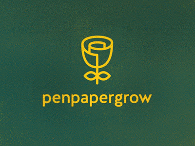 PenPaperGrow WIP book brand branding branding and identity flower green grow icon identity logo paper pen rose yellow
