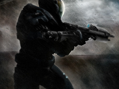 Lonely Spartan digital halo illustration reach spartan