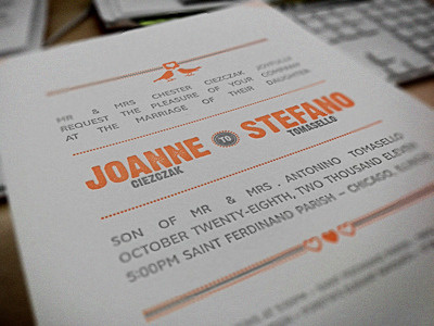 Joanne and Stefano's Wedding Invite birds design invite wedding