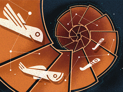 An Archive of Earth’s Past earth editorial illustration fish fossil illustration magazine noise sand space stars