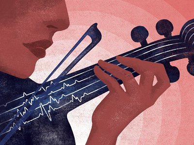 Editorial Illustration editorial heartbeat illustration magazine music noise texture violin woman