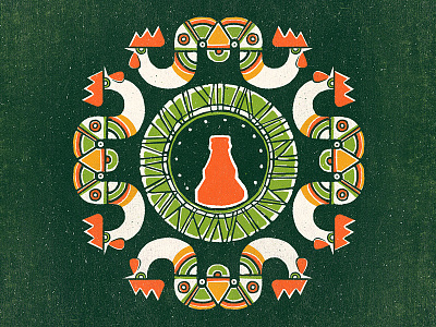 Shumensko Folk beer bomb bottle ethno folk illustration noise retro rooster shumensko texture vector