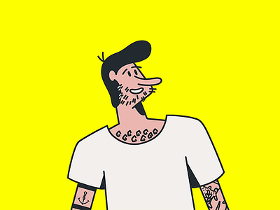Yellow Dude digital illustration dude illustration procreate tattoo