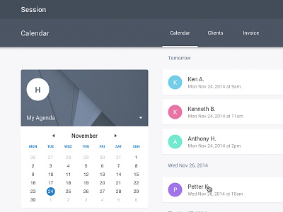 Session App - Agenda with Material Design material design sketch ui web app