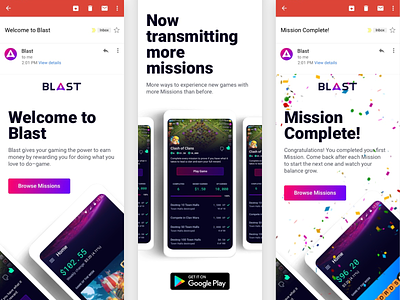 Blast Product Emails android email marketing material design product design ui design uiux