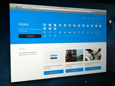 New Glyphs Landing Page ai downloads freebies glyphs icons premium icons psd web design