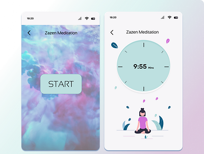 Temporizador app design illustration logo meditation mindfullness movil ui ux