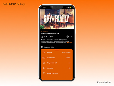 Settings - DailyUI 007 app crunchyroll dailyui design settings spyxfamily ui ux