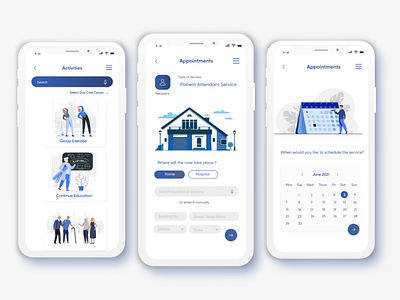 App for Elder's Caregiving Service app app design branding design elder care elder care services elder life experience design graphic design homes illustration ui uiux ux vector visual design