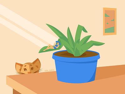Indoor plant installations adobe illustrator art artwork blue cat character flower green home illustration indoor orange people pet plant studio vector website illustration woman