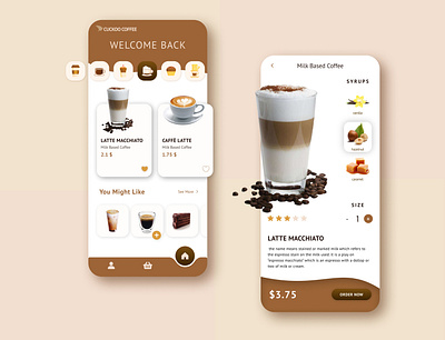 Coffee Shop Mobile App app cafe coffeeshop graphic design ui