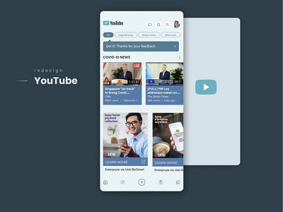 YouTube redesign app application blue design instagram redesign ui ux youtube