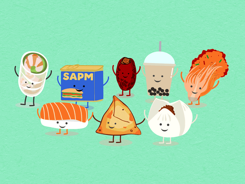 Asian Food Party gif illustration