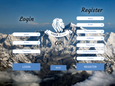 Roar Bikes - Login - Register - Web Design adobe xd design ui design ux design web design