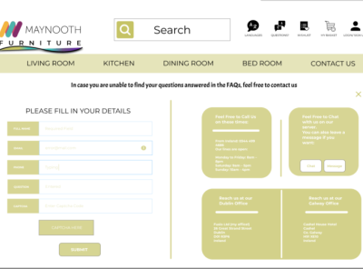 Maynooth Furniture - Contact Us - Web Design adobe xd design ui design ux design web design
