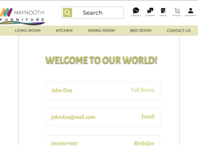 Maynooth Furniture - Welcome Page - Web Design adobe xd design ui design ux design web design