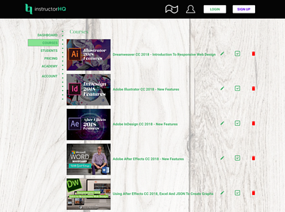 Instructor HQ - Courses Page - Web Design adobe xd design ui design ux design web design
