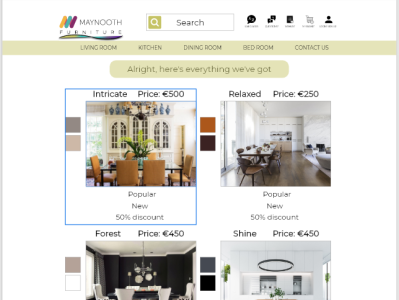 Maynooth Furniture - Products - Web Design adobe xd design ui design ux design web design