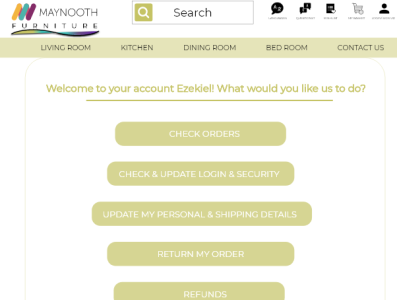 Maynooth Furniture - Account Page - Web Design