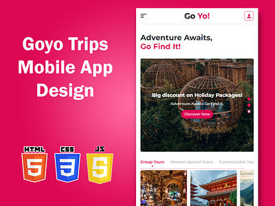 Mobile App Design for Travel Agency Site app app design css html javascript mobile app mobile app design responsive web design