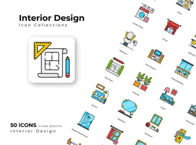 Interior Design icons branding design flat icon icon design icon set icons iconset illustraion illustration vector web website