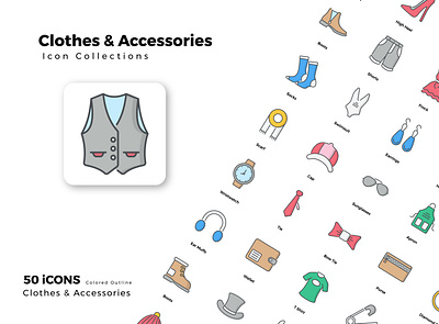 Clothes Accessories design flat icon icon set icons iconset vector