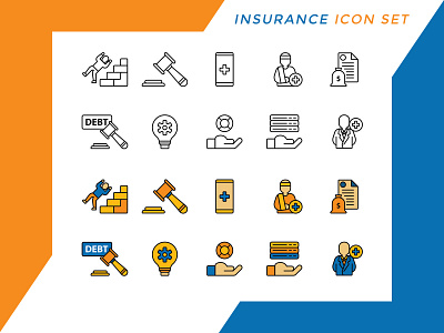 Insurance Icon Set clean design flat graphic design icon illustration minimal vector web website