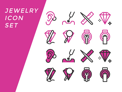 Jewelry Icon Set clean design flat graphic design icon illustration minimal vector web website