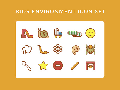 kids environment icon set clean design flat graphic design icon illustration minimal vector web website