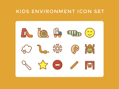 kids environment icon set