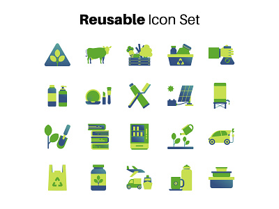 Reusable Go Green Icon Set clean design flat graphic design icon illustration minimal vector web website