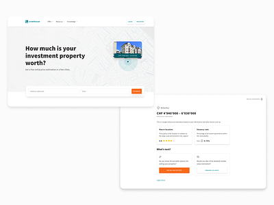 Price Estimator design investment property price estimation property value proptech real estate switzerland ui ux