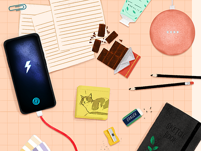 • Desk Essentials • adobe branding cat chocolate colors design digital digitalart google home illustration italy oneplus pantone peach photoshop sephora tools visual