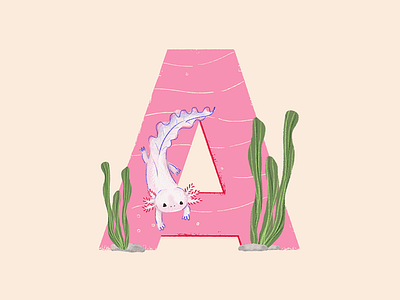 Axolotl - 36 Days of Type 36daysoftype amphibian animals aquarium artist axolotl branding creature cute design illustration india italy milan typogaphy