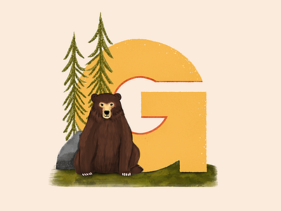 Grizzly Bear - 36 Days of Type 36daysoftype animals bear bears brown cute design forest furry grizzly honey illustraion lettering visual